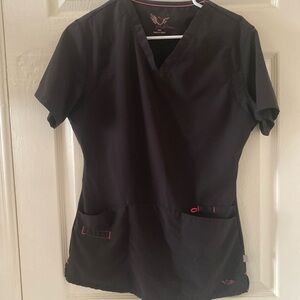 Smitten Black Women's Blouse with Pink Accents